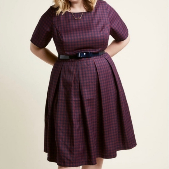 Modcloth Dresses & Skirts - Modcloth Plaid Retro A-Line Dress M
